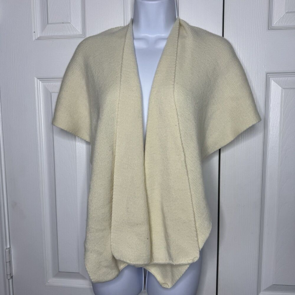 Vintage Aris Weather Shed Hooded Knit Shawl Wrap Cardigan Cream